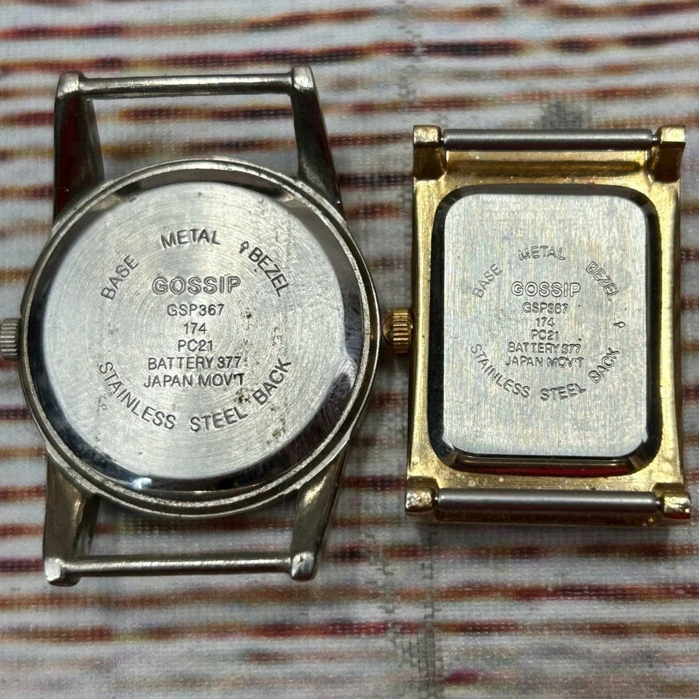 Gossip Interchangeable 2-Watch Set 2 Heads 6 Bands Gold Silver Tone Multi Tested